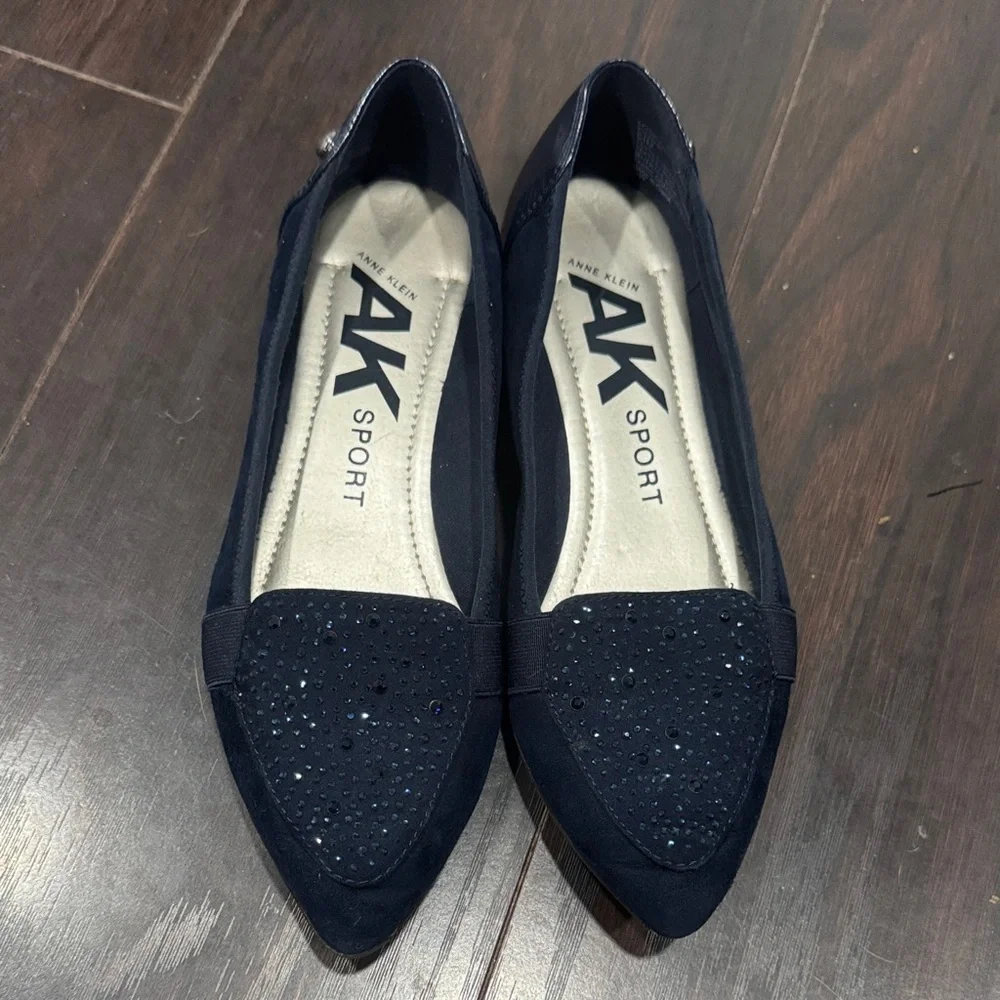 Anne Klein Navy Embellished Flats | Good Used Condition